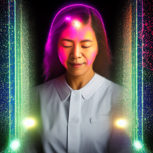 Dr. Calvin, her radiant aura dimming, reaches out towards a dazzling portal, her selfless sacrifice evident in the determination etched on her face, as fading streaks of light trail behind her.